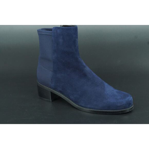 Stuart Weitzman Reserve Stretch Suede Blue Ankle Boots Size 6 NEW $495 Navy 5050 - Picture 2 of 12